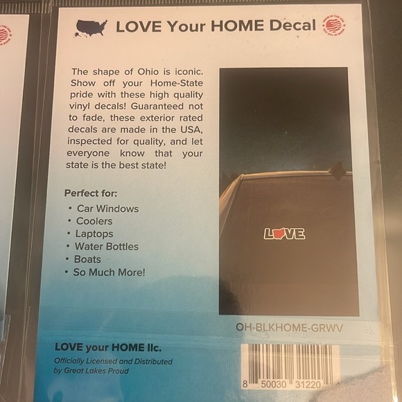 Love Your Home OHIO Rub and Stick Decals NEW Set of 2 - Picture 5 of 5
